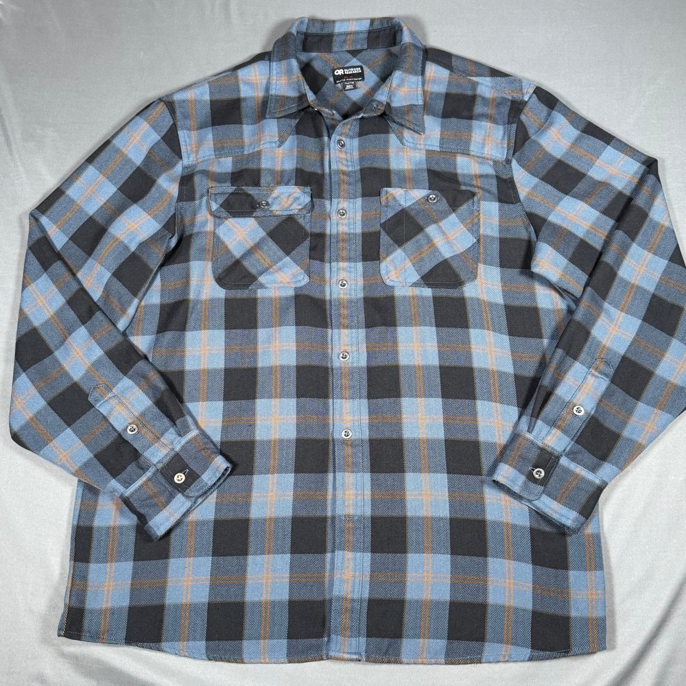 Outdoor Research Feedback Flannel Shirt Mens XL Blue Plaid Performance OR